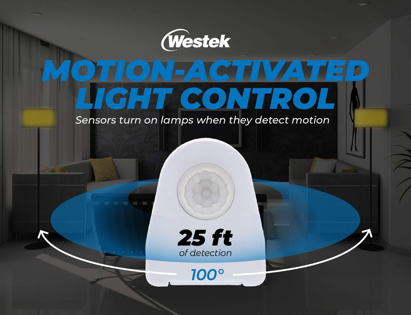 [AUSTRALIA] - Westek Plug In Motion Sensor Outlet Light Control, 2 Pack - Indoor Motion Sensor Device Activates Lights When Motion is Detected - Ideal for Dark Hallways - 25ft Range, 6 Foot Cord (MLC12BC-4) 