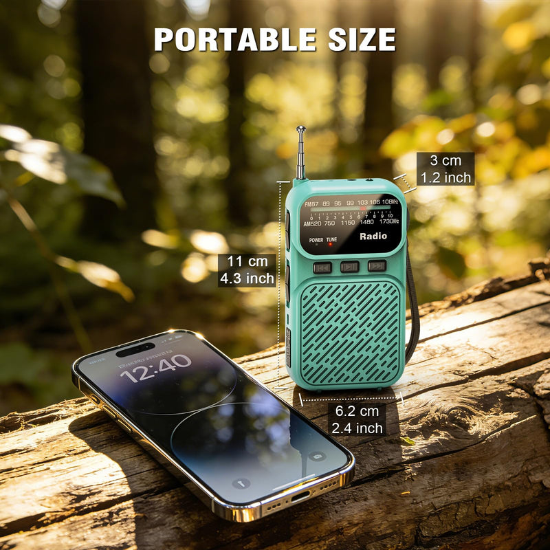 [AUSTRALIA] - Goodes Portable Radio AM FM, Pocket Radio with Flashlight, Tuning Knob, TF Card Slot and Headphone Jack, 3AA Battery Operated or Plug in Wall, Transistor Radios for Gift, Family, Elder (Blue) 