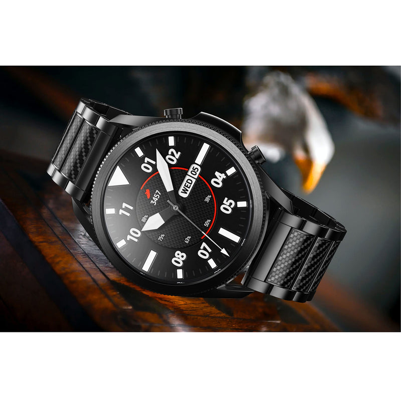 Gear S3 Frontier/Galaxy 46mm /Galaxy Watch 3 Band 45mm, 22mm Titanium Watch Bands Quick Release Band Business Replacemet Strap for Men Black/Carbon Fiber Pattern