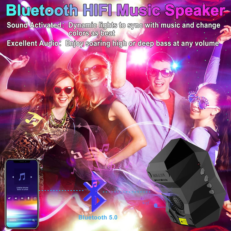 Cadrim Star Light Projector Aurora with Moon, LED Laser Starry Projection Built-in Bluetooth Speaker and Remote Multi-Color Night Lamp for Bedroom, Home Theater, Game Room and Mood Ambience Black