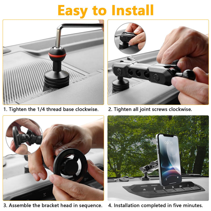 Magnetic Phone Mount, for 2021-2026 Ford Bronco 2/4 Door Interior | Magnetic Phone Holder Cradle with ABS & Aluminum Alloy Construction for Bronco Accessories (Not for Bronco Sport)