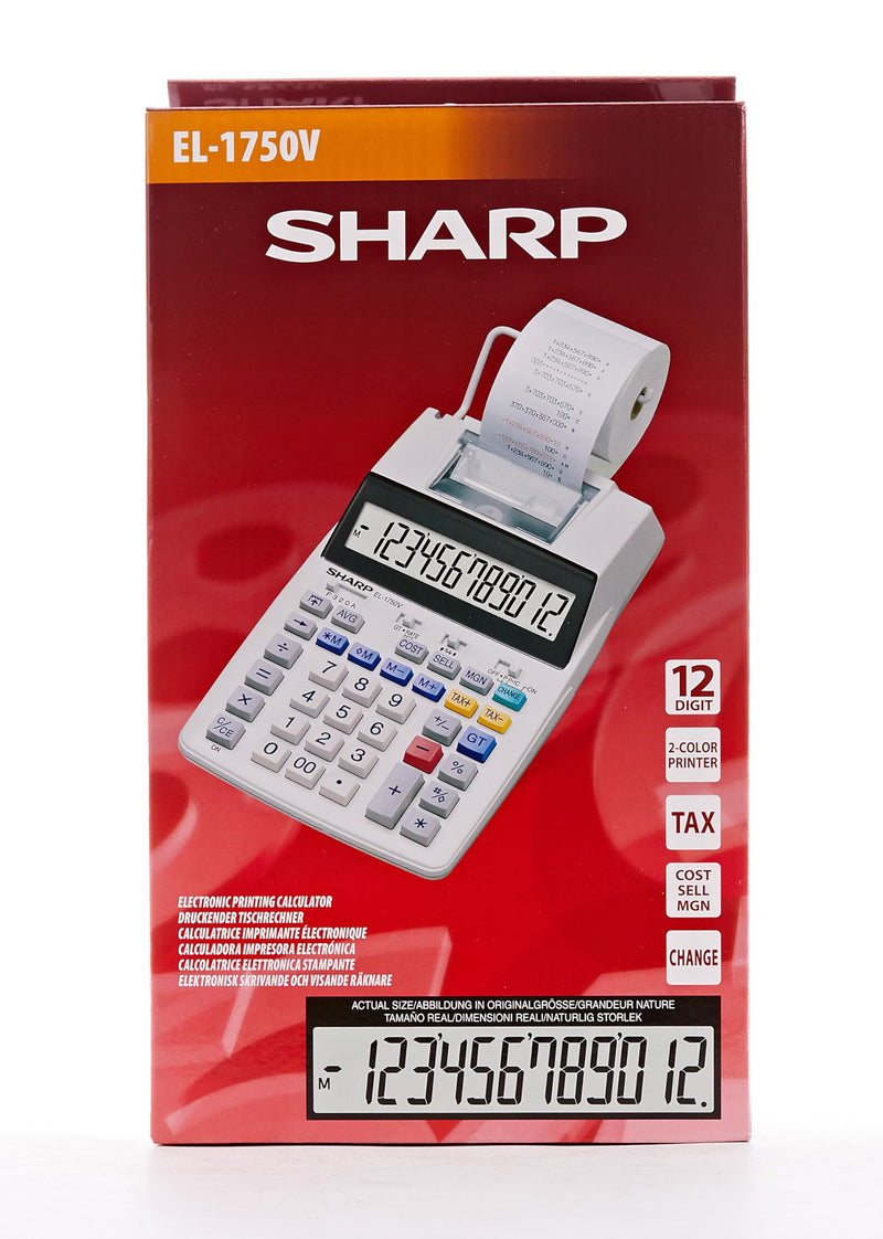 Sharp SH-EL1750V Printing Calculator, Black/Red