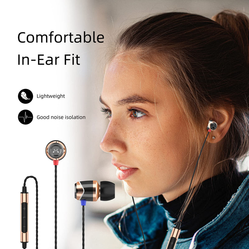 SoundMAGIC E10C Wired Earbuds with Microphone HiFi Stereo Earphones Noise Isolating in Ear Headphones Powerful Bass Tangle Free Cord Black Gold | Deep noise isolation, Punchy bass, Clear treble, Crystal-clear call, Rugged metal shell, Tangle-free cord,...