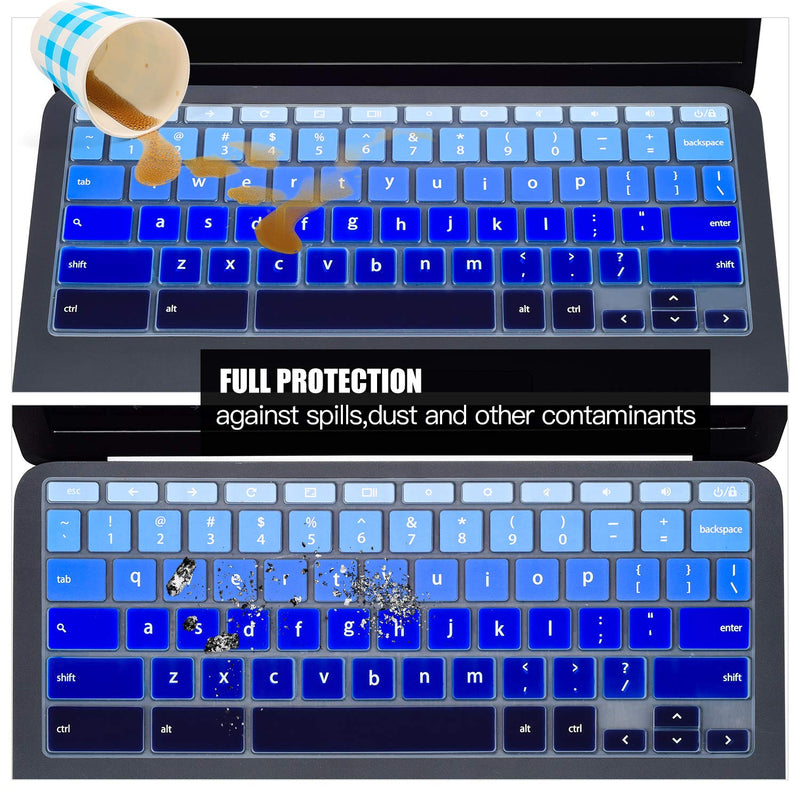 Keyboard Cover for HP Chromebook 11A G8 11.6",2020 HP Chromebook 11 11a-na0010nr/21nr/30nr/40nr/50nr/60nr,HP Chromebook X360 12b-ca0010nr,HP Chromebook x360 11 G3 EE Laptop Protective Accessories Ombre Blue6S