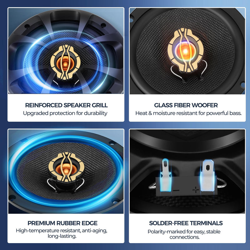 2026 Upgraded 6.5 Inch Car Speakers, 800W Max, 200W RMS, 4 Ohm, 6.5 Speakers Compatible with Universal Fit for Most Cars, 30 Minutes Easy Install - Turn Your Car into a Concert Hall(Pair)