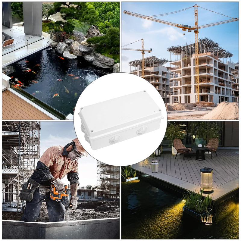 Junction Box Waterproof Junction Box Outdoor Waterproof ABS Junction Box White Surface-Mounted Electrical Box Junction Box Cable Junction Box 200 x 100 x 70 mm