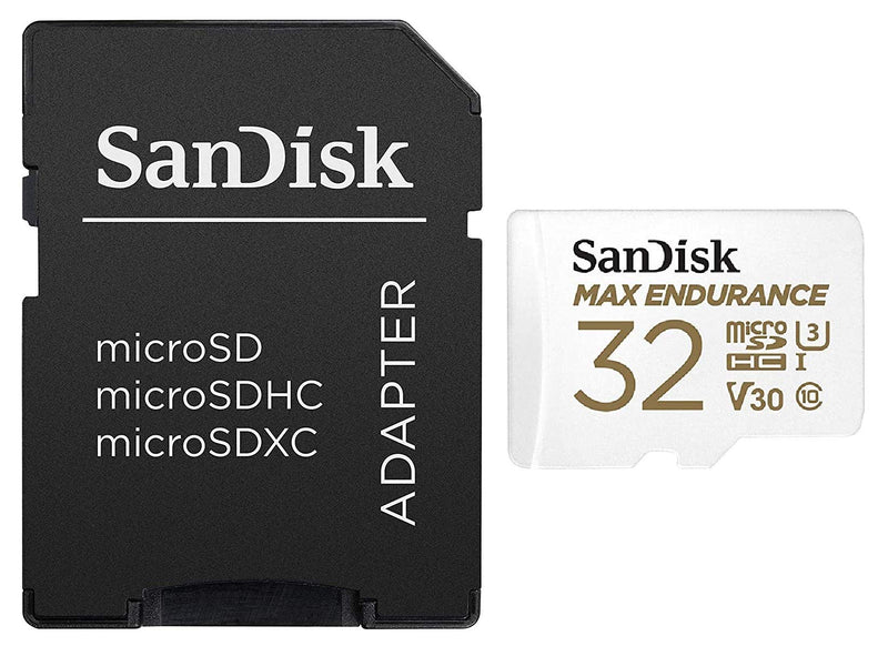 SanDisk MAX Endurance 32GB TF Card MicroSDHC (2 Pack) Memory Card for Dash Cams & Home Security System Video Cameras (SDSQQVR-032G-GN6IA) Bundle with (1) Everything But Stromboli MicroSD Card Reader