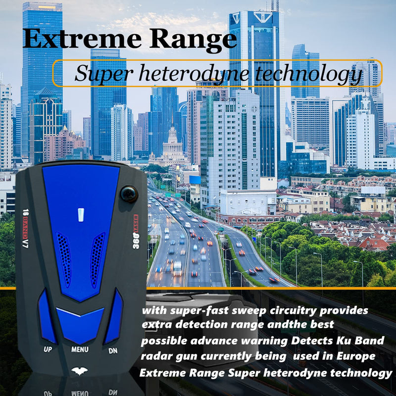 Newly Driving Aids Laser/Radar-Detectors for Cars with Led Display, Long Range Detection, Mute Memory, City/Highway Mode Detectors, Ideal Gifts for Cars (Blue)