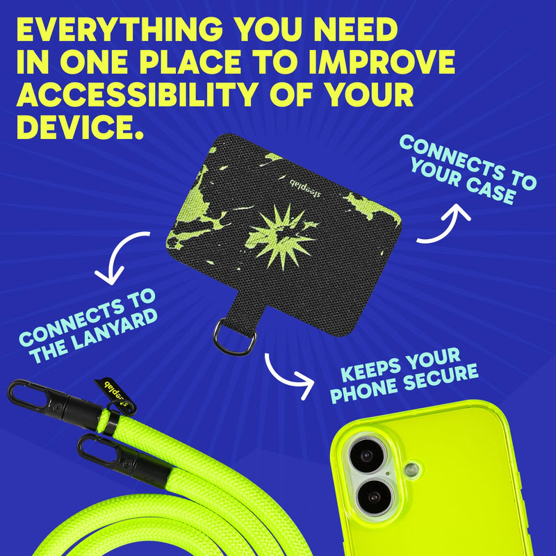 SteepLab Highlighter Case + Freehand Crossbody Lanyard Bundle for iPhone 17 - Hands-Free Carry with Bold Color Protection - Neon Noise