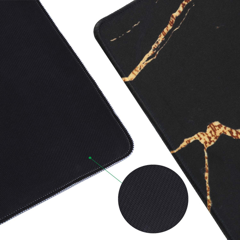 iLeadon Extended Gaming Mouse Pad - Non-Slip Water-Resistant Rubber Base Computer Keyboard Mouse Mat, Desk Pad 35.1 x 15.75-inch 2.5mm Thick XX-Large, Ideal Partner for Work & Game,Black Gold 3-Black Gold