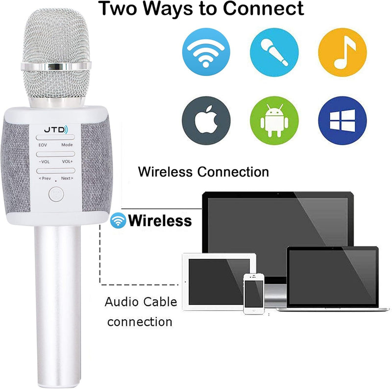 TOSING XR Wireless Bluetooth Karaoke Microphone,Louder Volume 10W Power, More Bass, 3-in-1 Portable Handheld Double Speaker Mic Machine for iPhone/Android/iPad/PC (dark grey)