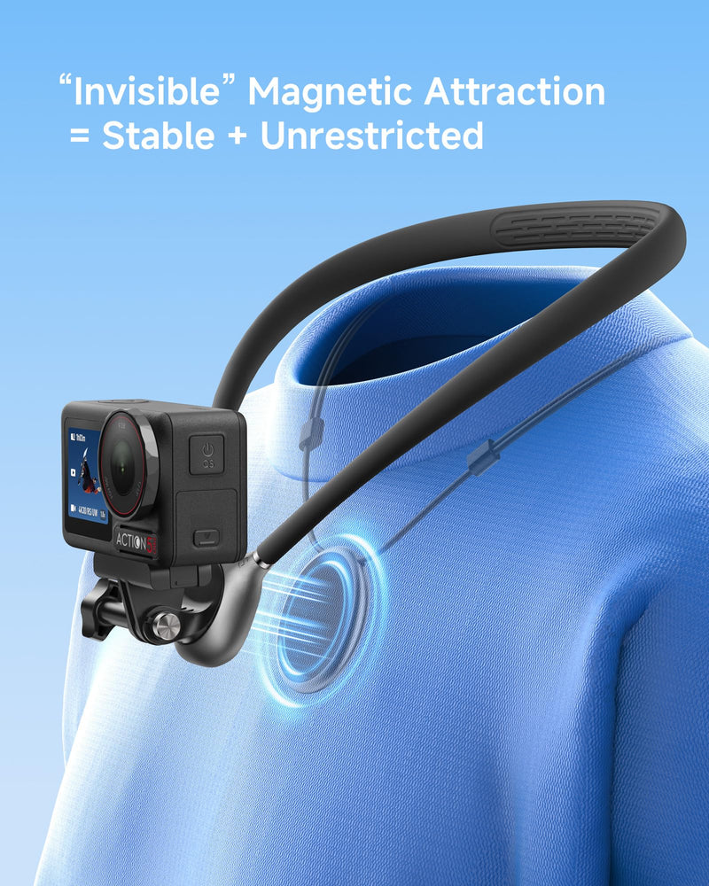 Chest Mount for GoPro - Invisible Magnetic Module & Dual-Stability Straps - Universal Hands-Free Chest Mount for Go Pro All Action Cameras & Neck Mount POV Scenarios