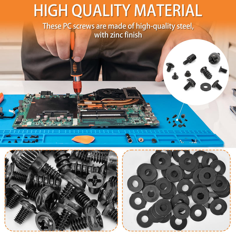 400Pcs Premium Computer Screws Kit for PC, Includes Motherboard Screws, Standoffs, SSD Mounting Screws, PC Case, Fan, and Hard Drive Screws – High-Strength & Durable for Custom Builds and Repairs 400Pcs Computer Screws Kit