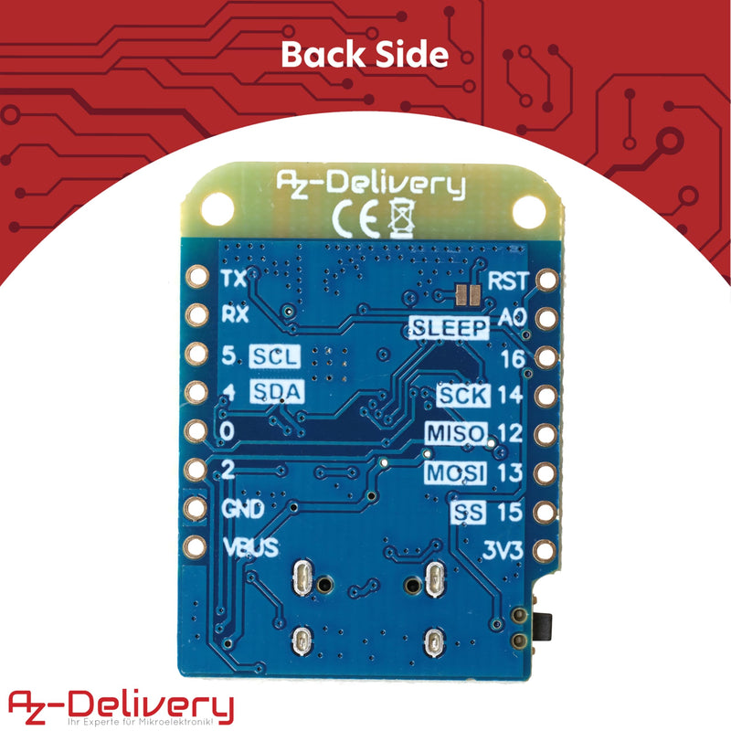 AZDelivery 3 x D1 Mini V4 NodeMCU ESP8266EX WLAN Module with USB-C Connection Compatible with Arduino with E-Book 3X