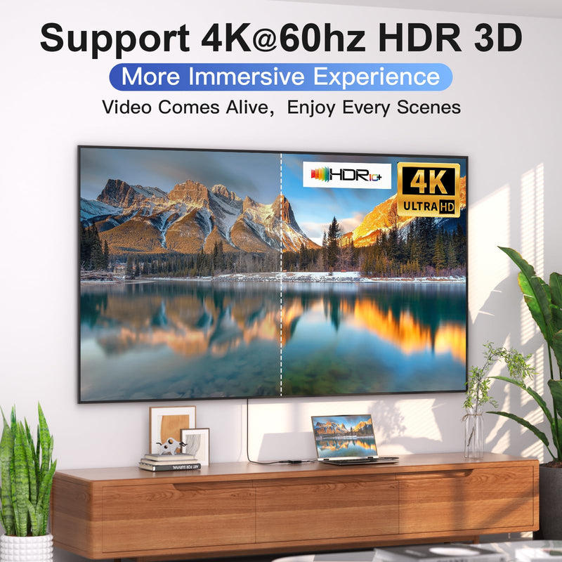 HDMI Splitter 1 in 2 Out 4k@60hz, HDMI Switch 2 in 1 Out with LED Indicators/HDMI Splitter 2 in 1 Out/HDMI Switcher Support 4K 3D HDR for Xbox PS5/4/3/Blu-Ray TV/Player/Laptop PC