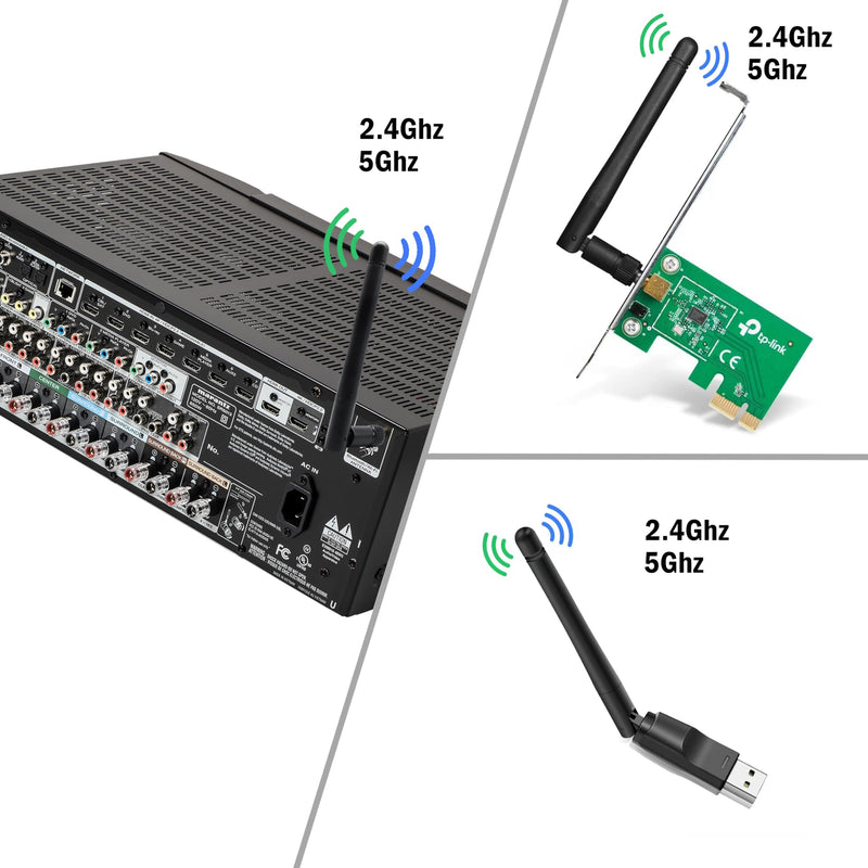 WiFi Antenna PC Bluetooth Antenna, WiFi 6 Dual Band 2.4Ghz 5Ghz 5.8Ghz 3dBi with RP-SMA Male (with No Pin) for Gaming Motherboard, RV Camera, Mini PCIE M.2 Wireless Card, Router -2 Pack Antenna 2 Pack - RP-SMA Male
