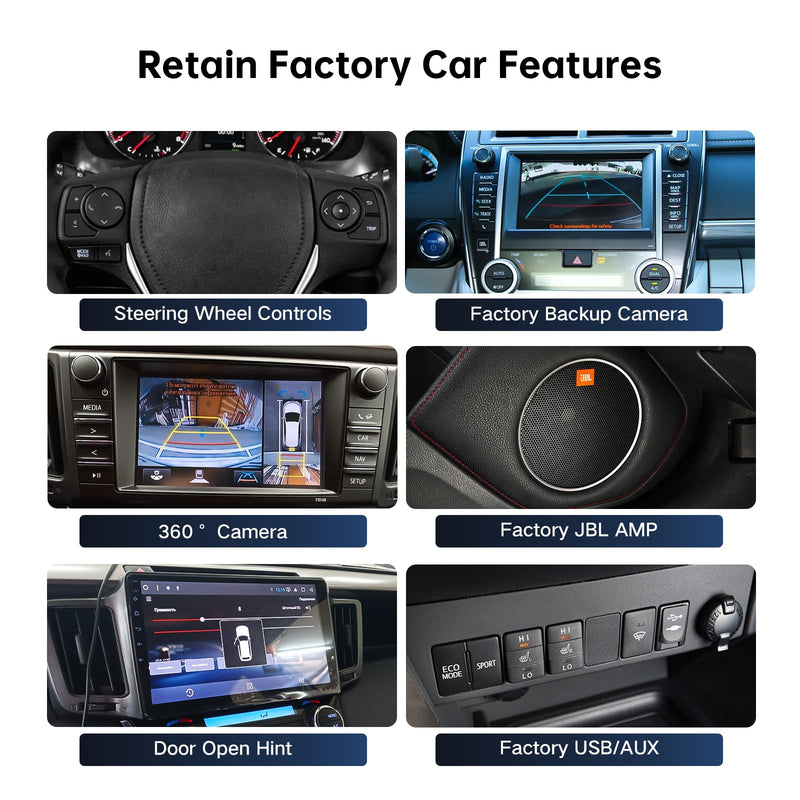 16PIN Radio Harness for Toyota Camry RAV4 2013-2018 No Wire Cutting | Keeps Original JBL Amplifier, 360/Rear Camera, TPMS Info and SWC, Also Fits Corolla Highlander Corolla Tundra Sienna 4Runner CAN004-1-R 6 Plugs