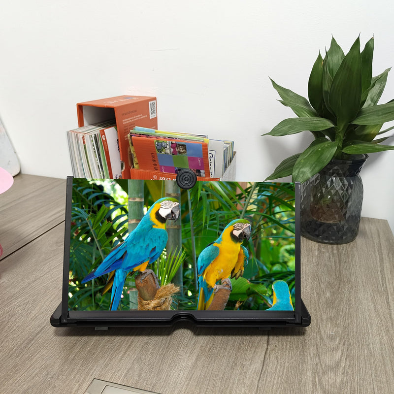 12"Screen Magnifier Amplifier,3D HD Mobile Phone Magnifier Projector Screen for Movies,Videos,and Gaming.Foldable Mobile Phone Holder with Screen Magnifier,Supports All Smartphones,A Smart Gift（Black) Black