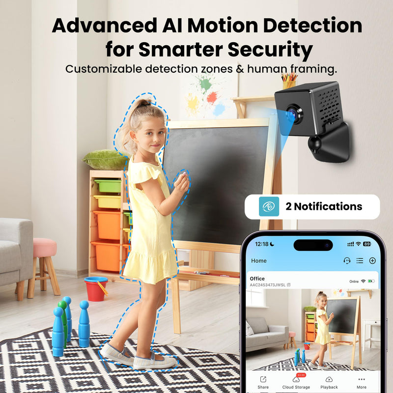 javiscam 2026 Upgraded 4K Spy Camera, Mini Hidden WiFi Camera with Live View, Plug-in Indoor Security Cam, 24/7 Recording, Motion Alerts, Night Vision, Cloud & TF Storage 1 pack