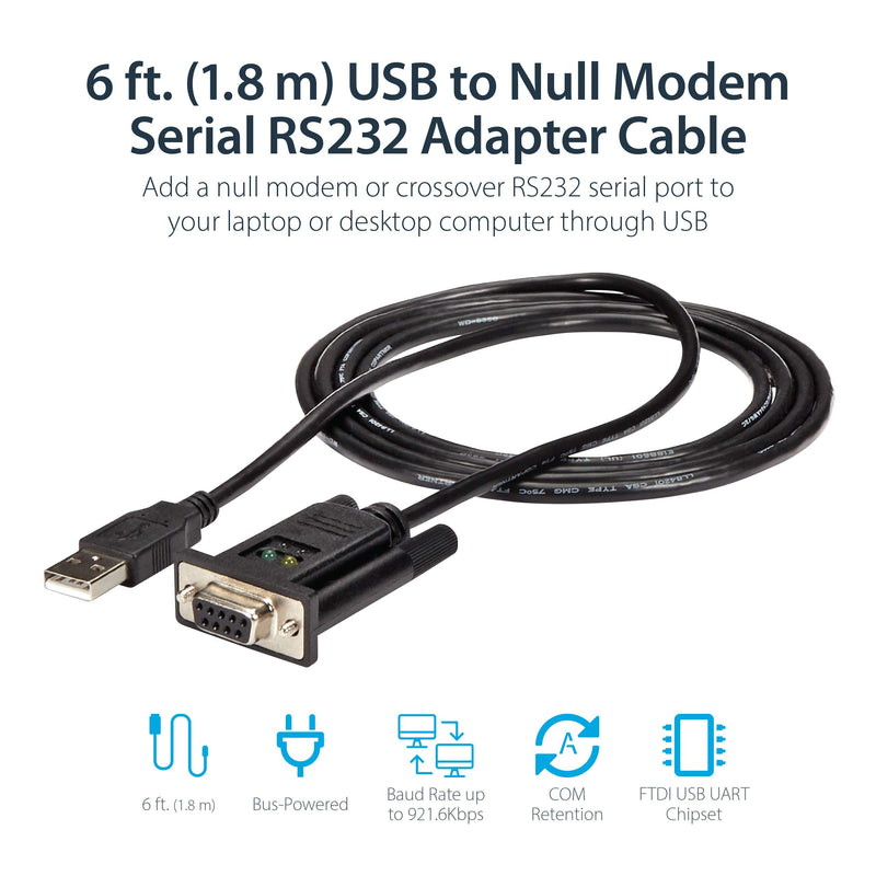 StarTech.com USB to Serial RS232 Adapter - DB9 Serial DCE Adapter Cable & com Slimline Serial DB9 Gender Changer - M/M - Serial Gender Changer - DB-9 (M) to DB-9 (M) - GC9SM 921.6 Kbps / Null Modem Adapter + Changer