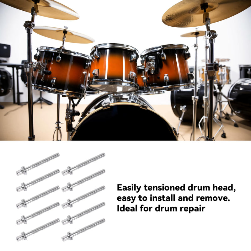 Lovermusic 13 Pcs Drum Screw Tension Rod M5x50mm w/Key Wrench Tool T-Shaped Z-Shaped