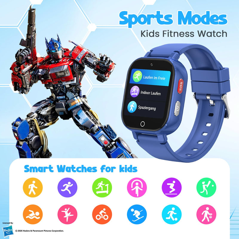 Smart Watch for Kids, 4G Kids Smartwatch with GPS Tracker Calling (Blue) | WIFI/Voice/Video Chat/SOS/SMS-receiving IP68 Waterproof Pedometer Camera Alarm Safe Zone Smartwatch Gift for Boys Girls 4-12 Blue