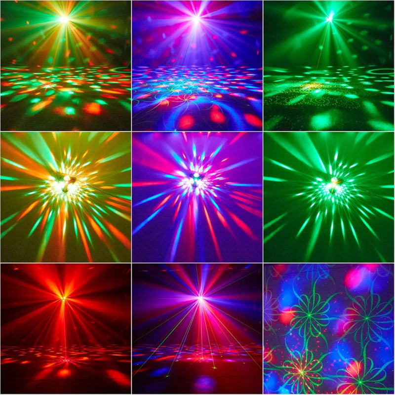 DJ Party Lights Disco Ball Light,Sound Activated Disco Lights+Red and Green Pattern Lamp Strobe Lighting for Home Club Karaoke Christmas Halloween Birthday Wedding Dancing