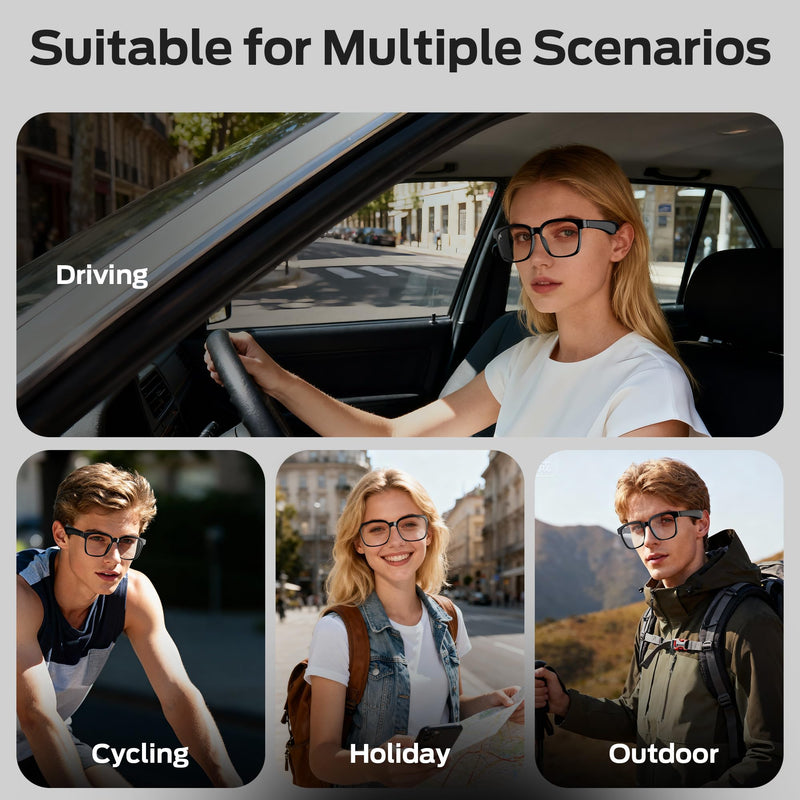 Oraolo Polarized Bluetooth Smart Audio Sunglasses | Built-in Speaker for Wireless Calls & Music, UV Protection, Voice Control, for Outdoor Sports, Unisex(Clear)