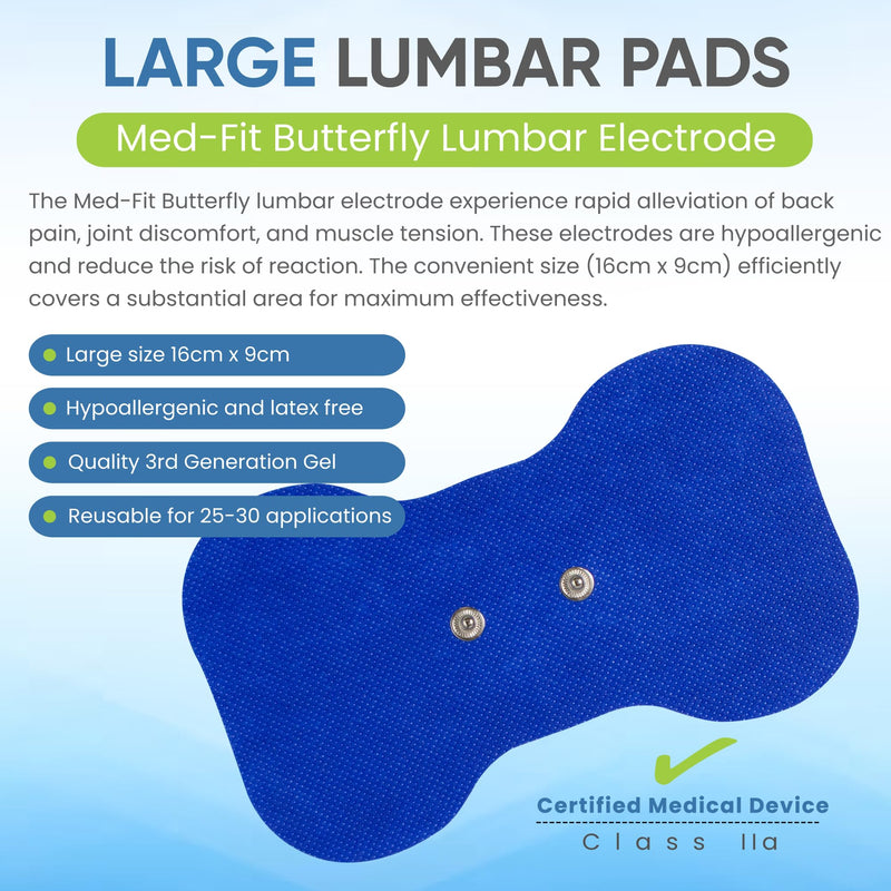 Med-Fit Butterfly Wireless TENS Self Adhesive Electrode - Versatile, Durable and Hassle-Free Pain Relief (Blue, Butterfly 3-Pack) Butterfly 3 Pack Blue
