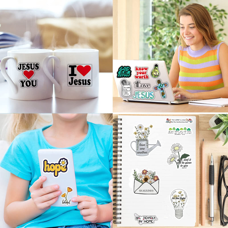 220Pcs Inspirational Christian Stickers, Bible Verse Faith Stickers, Religious Jesus Motivational Stickers for Christmas Water Bottles, Christian Easter Gifts for Kids Men and Women (220pcs) assorted style 220pcs