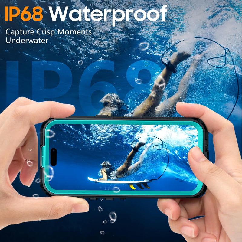 Magnetic for iPhone 14 Pro Case Waterproof [Compatible with MagSafe] [IP68 Underwater] [Built-in Camera Lens & Screen Protector] Full Body Shockproof Phone Case Blue Blue-Mag