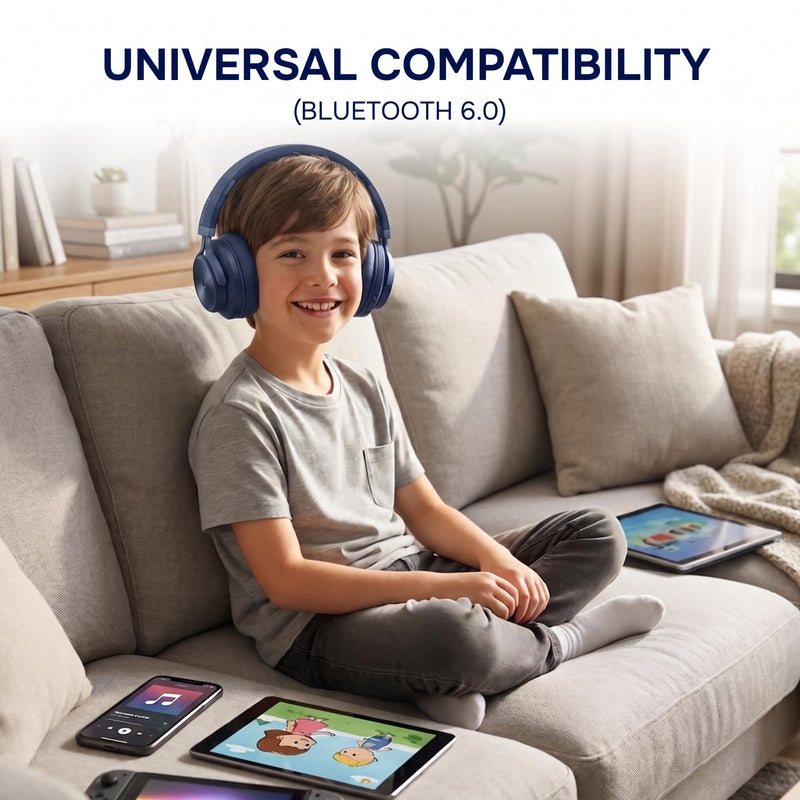 ARTIX Wireless Headphones for Kids Bluetooth Headphones for School (Blue) | Built-In Microphone, Adjustable Headband, Dual Mode, Foldable, Bluetooth 6.0, 40 Hours Playtime, Over-Ear Head phones Blue