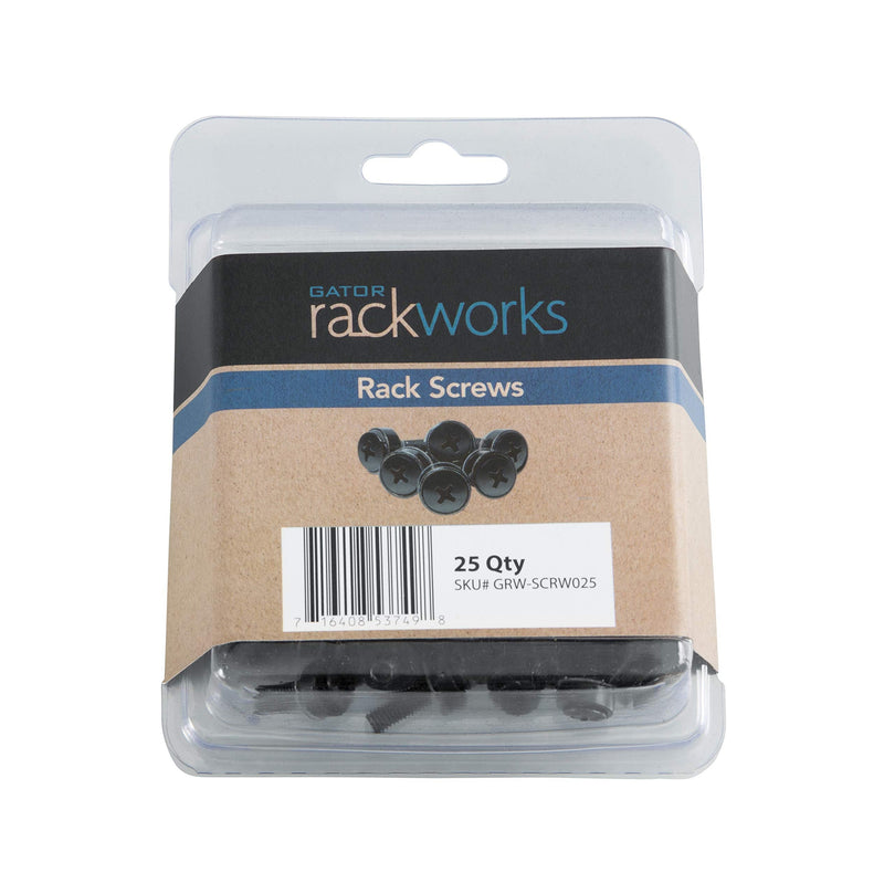 Gator Rackworks Standard Size Rack Screws; 25 Pack (GRW-SCRW025) , Black