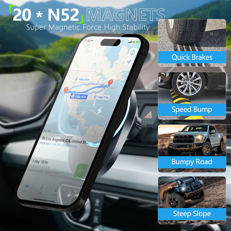 CLEC for Audi Q5 2018-2025 Magnetic Wireless Car Charger Phone Holder Mount Custom Fit for Q5 2018-2025 15W Fast Charging Car Phone Holder Wireless Charger