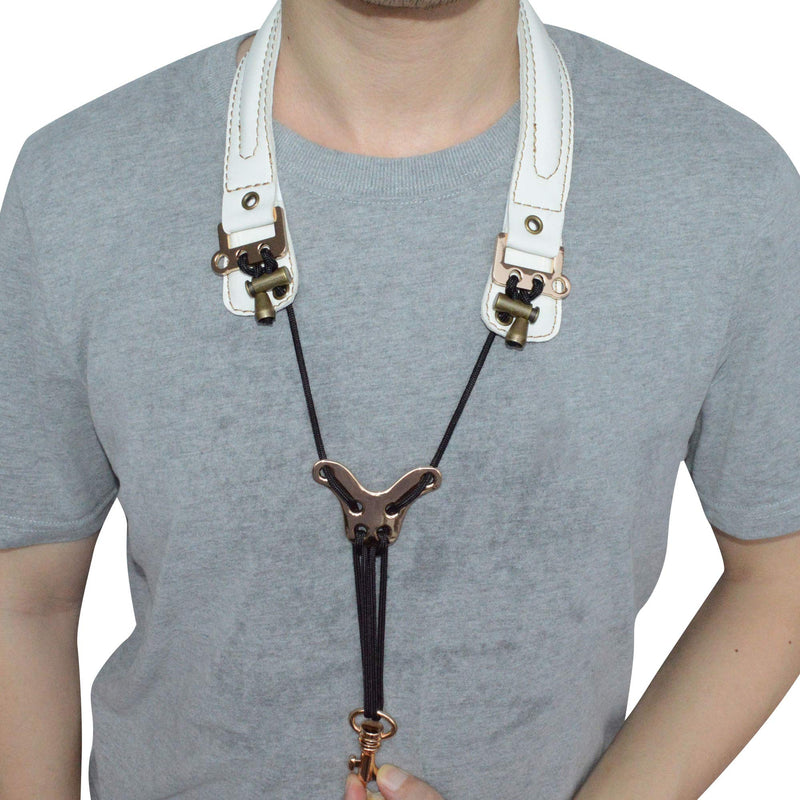 adorence Leather Saxophone Neck Strap - (Ergonomic, Breathable, Metal Swivel Snap Hook) Sax Neck Strap for Alto Tenor -White White