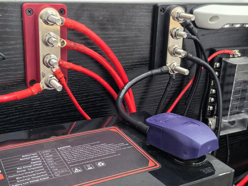 Bus Bar Copper 12V 300A Power Distribution Blocks 4X 5/16" (M8) Terminals Studs 12 Volt Marine Bus Bar Positive & Negative for Car Boat RV Automotive PV Solar System, Red& Black 2 Pack 300A 4X5/16"( M8) Black&Red