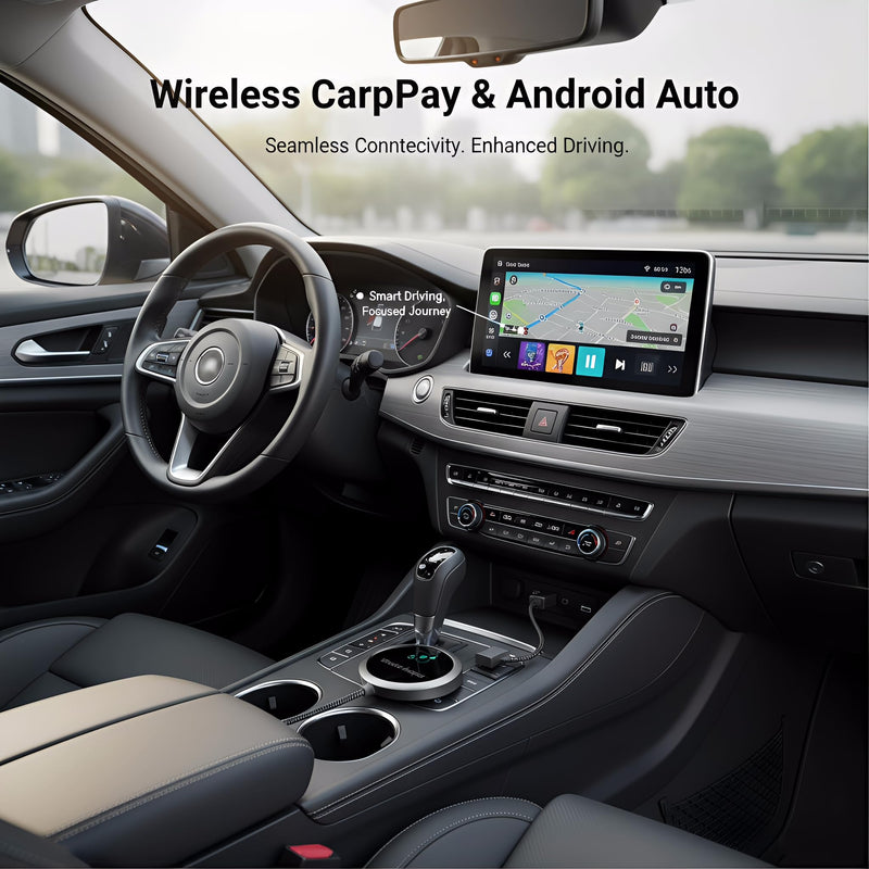 GPY 2-in-1 Wireless CarPlay Adapter 2026 for Apple & Android Auto Adapter | Plug & Play CarPlay Dongle Converter, Fast Auto-Connect, Compact Design Fast Stable Connection with USB/USB-C Port (Grey) Grey