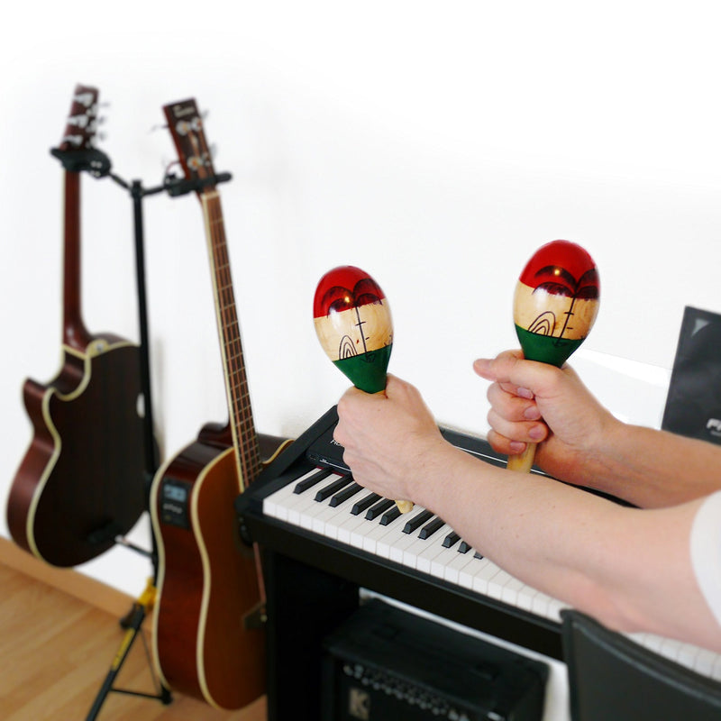 Maracas,2psc 10inch Large Wood Rumba Shakers Set,Latin Hand Percussion with Full, Bright Vibrant Sound Musical Instrument, Stimulating Salsa Rhythm