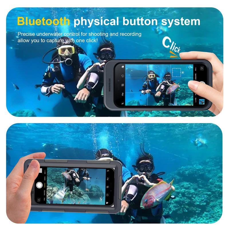 [Bluetooth Control] Underwater Camera Case for iPhone 15 Pro Max Case Waterproof,[ IP68 Underwater Physical Button Photography & Video Recording] Cover Bag Box for Snorkeling, Swimming & Surfing-6.7" Black