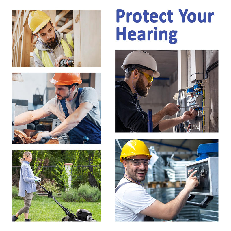 Bluetooth Work Headphones, 29 dB Noise Reduction, 30H Playtime | Neckband Wireless Safety Earplugs, OSHA Compliant, IPX5 Sweatproof, Hearing Protection for Noisy Workplace, Light & Comfy Blue TPE