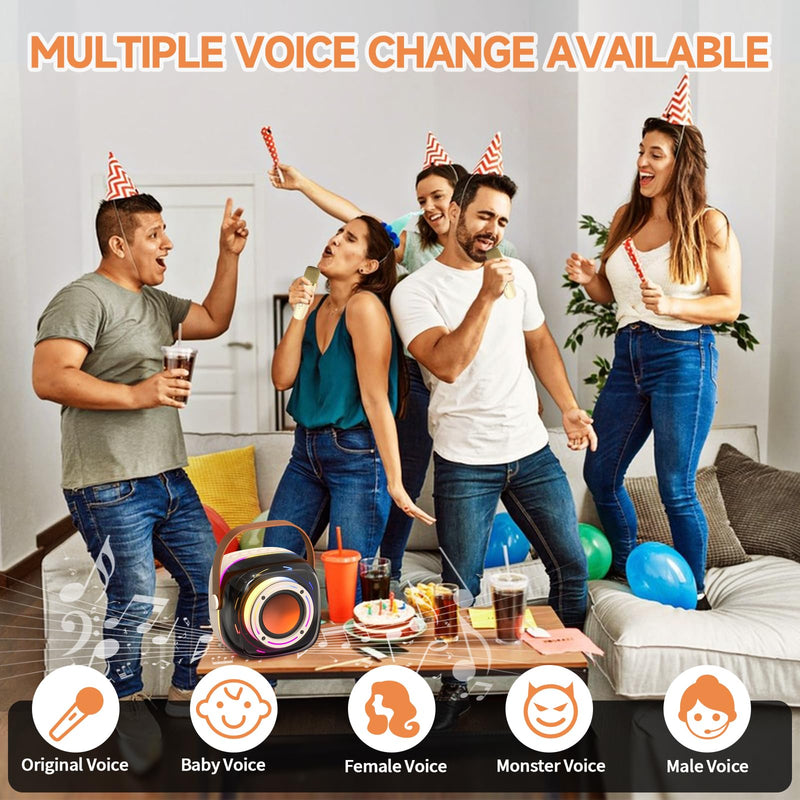 [AUSTRALIA] - Karaoke Machine with 1 Wireless Mircophone for Adults Kids, Portable Bluetooth Karaoke Speaker with 3.5" Full-Range Speaker and Colorful LED Lights, Support USB/TF Card/AUX (1Mics) 1Mics 