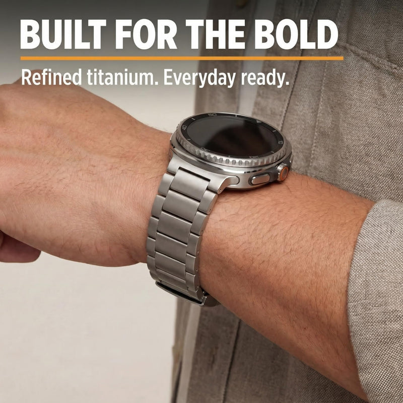 Titanium Band for Samsung Galaxy Watch 9 & Watch8, Classic 40/44/46mm | Scratch Resistant Diamond-Like-Carbon Coating, Titanium Bracelet with Folding Clasp, Color Matching Titanium Strap 26 Millimeters Gray Matte