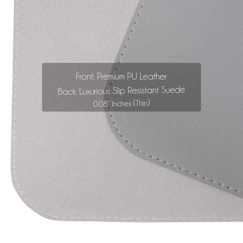 Non-Slip Leather Desk Pad 36” x 20”, Vine Creations Desk Mat Large Protector Waterproof Gray - 2021 Upgraded Sewing PU Leather Mouse Pad Writing Surface, Office Decor Desktop Blotter for Top of Desks 36" x 20"