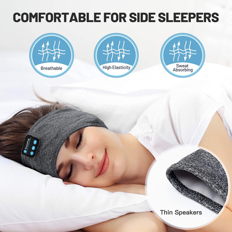 Sleep Headphones Wireless, Perytong Bluetooth Sports Headband Headphones with Ultra-Thin HD Stereo Speakers Perfect for Sleeping,Workout,Jogging,Yoga,Insomnia, Air Travel, Meditation Grey