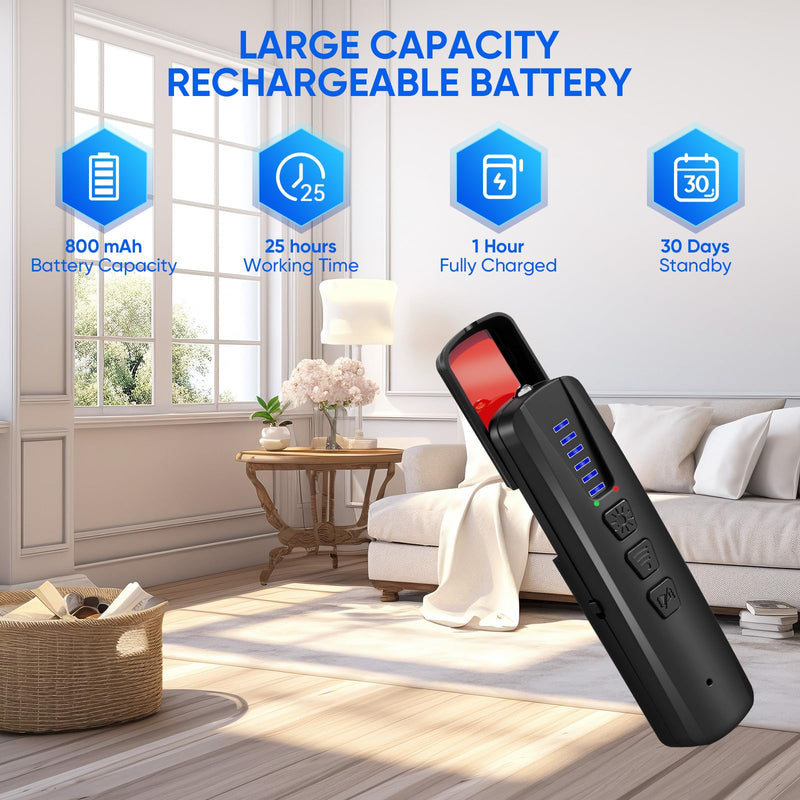 AI Hidden Camera Detector, Anti-Spy Camera Finder RF Signal & WiFi Scanner Hidden Devices Detector for GPS Trackers, 4 Modes for Hotel, Bathroom, Office, Car Travel Security (Black) Black