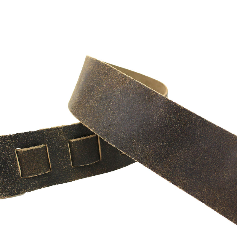 [AUSTRALIA] - Walker And Williams STR-09 Distressed "Weathered" Black Olive Top Grain Premium Italian Leather Guitar Strap For Acoustic, Electric, And Bass Guitars 