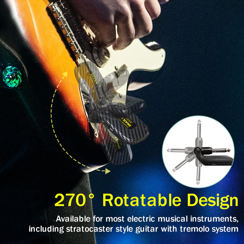 2.4GHZ Wireless Guitar System, Rechargeable Digital Wireless Guitar Transmitter Receiver with 4 Channels and Long Battery Endurance for Electric Guitar Bass 2.4Ghz Yellow