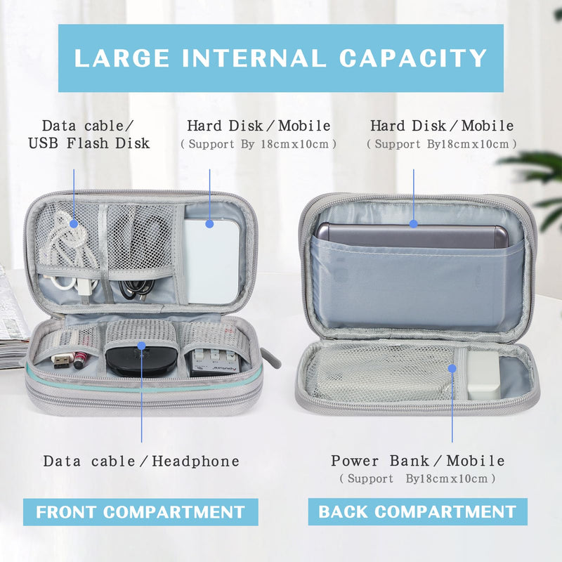 FYY Electronic Organizer, Travel Cable Organizer Bag Pouch Electronic Accessories Carry Case Portable Waterproof Double Layers Storage Bag for Cable, Charger, Phone, Earphone, Medium Size- Mint Green