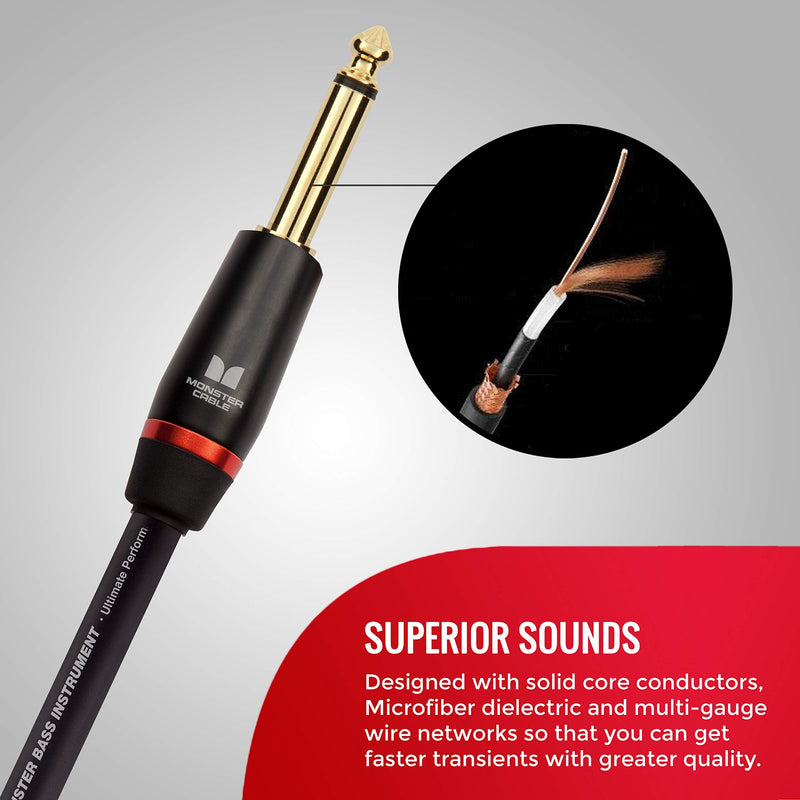 Monster Prolink Monster Bass Istrument Cable: Right Angle to Straight, 21 ft, Angled to Straight 1/4 Plugs