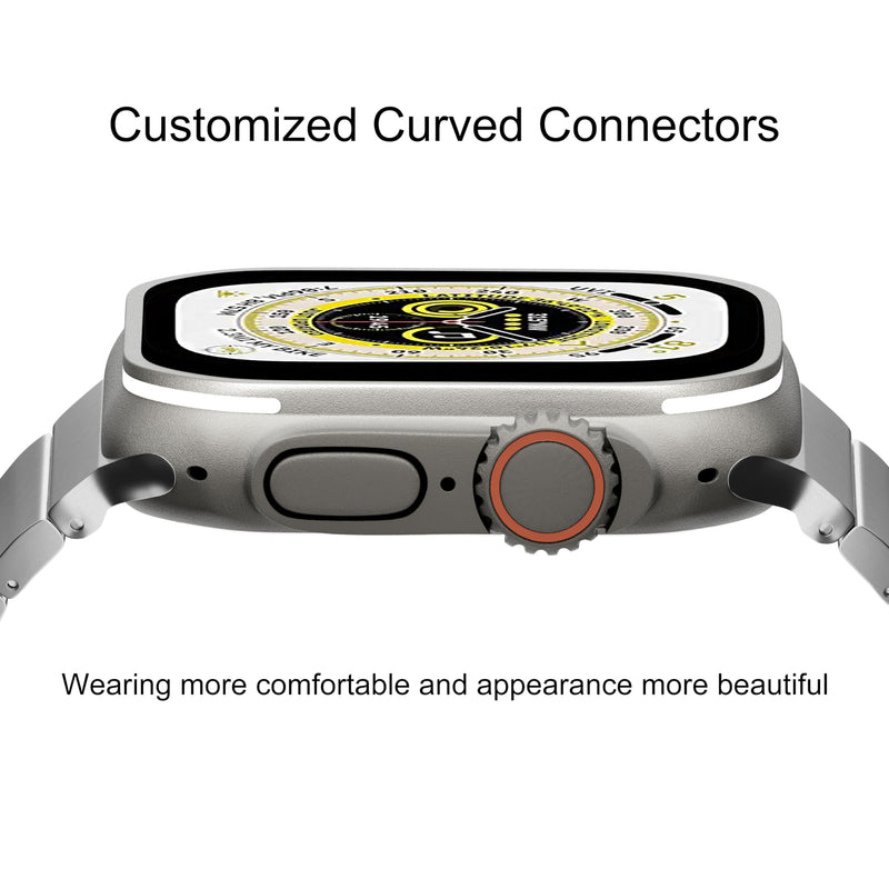LDFAS 26mm Wide Band Compatible for Apple Watch Ultra 3/2 Band 49mm,Titanium Metal Strap for iWatch Band Hidden Buckle Compatible for Apple Watch Series 10/9/8 46/45/44mm Band, Silver